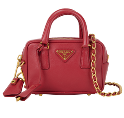 Micro Two Way Bag, Leather, Red, MII, S/L/K/CL, 2*